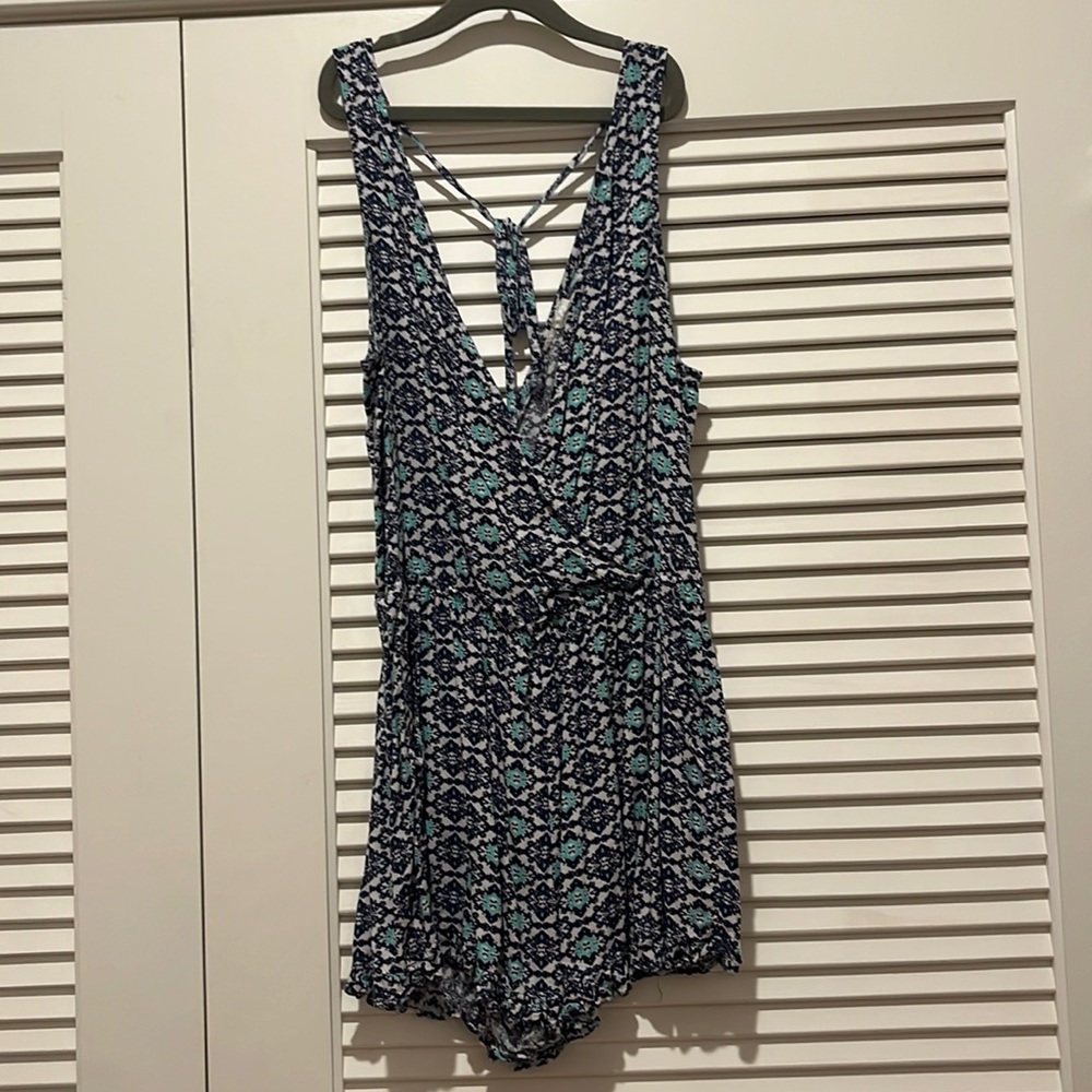 Romper- blue/ white